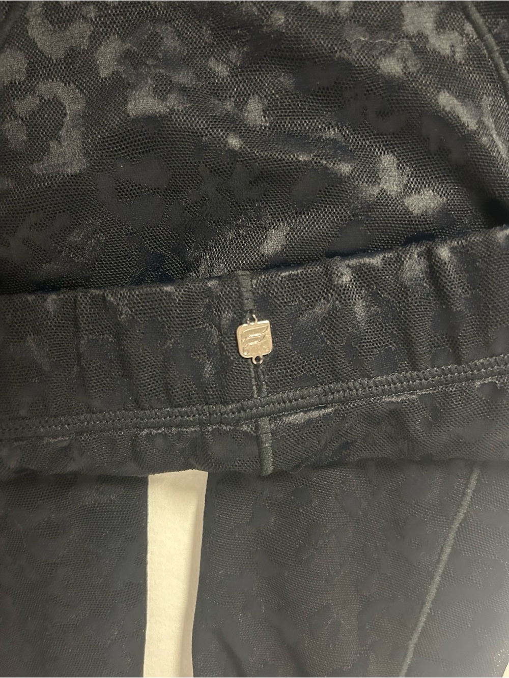 Fabletics Black Leopard Print Active Leggings sheer